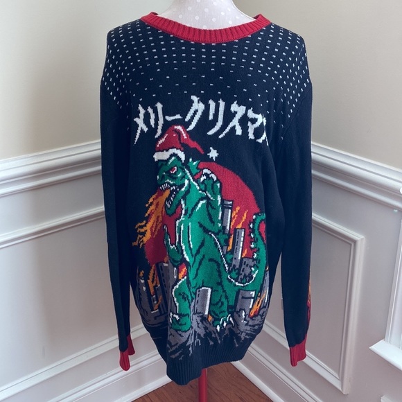 Ugly Christmas Sweater Other - Men’s Ugly Christmas Sweater Godzilla Sz XXL